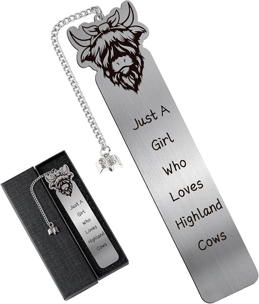 Funny Metal Bookmark Gifts - Cute Highland Cow Bookmarks Reading Women Girls Book Lovers Inspirational Page Marks School Accessories Students Friends Birthday Decorations Graduation Decor