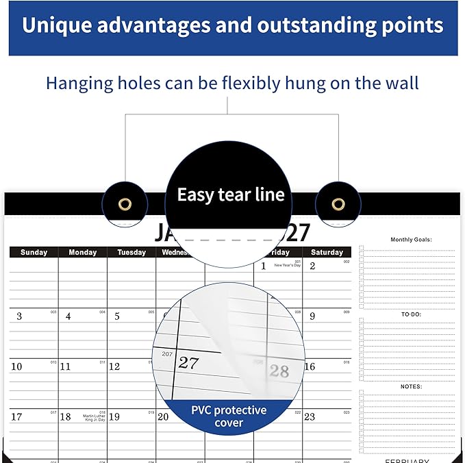 Desk Calendar 2026-2027,July 2026 to December 2027, Desk calendar 2026-2027 with to-do list,2027 Calendar 18 Months,Calendar 2026-2027-17" x 12" for Home or Office.