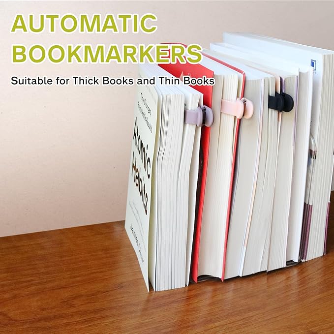 SMUK 3 Pieces Silicone Heart Bookmarks for Reading Women, Smart Automatic Book Marks for Book Lovers Girls Men, Cute Page Markers Bookmarkers Reading Gifts