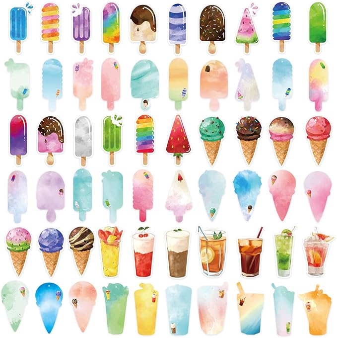 Ceiba Tree Summer Bookmarks with Ribbon Watercolor Double-Sided Ice Cream Cold Drink Theme Reading Bookmarks End of the Year Tags for Kids Students Back to School Graduation Classroom Supplies