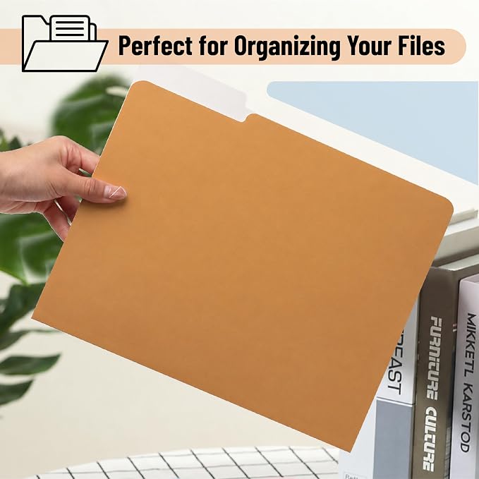 Mr. Pen- Poly File Folders with Tabs, 1/3 Cut Tab, 36 Pack, Letter Size, Golden Sand, Plastic File Folders Letter Size (8.5 x 11 inches) for Office, School, Business, Documents Files Paper