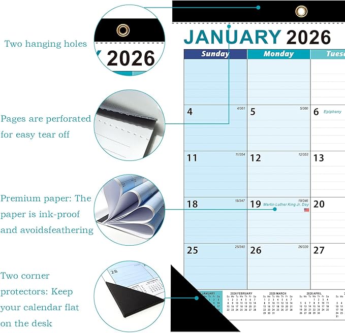 2026 Desk Calendar, AgePlace Wall Calendar 2026-2027 Covers January 2026 to June 2027, 17" X 12" Large Size With Holidays, Desktop Monthly Calendar for Home Classroom School & Office Or teacher Gifts
