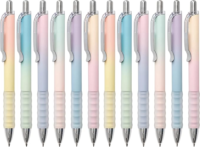 Aisibeiger Gel Pens Fine Point 0.7mm Black Ink Gel Pen Retractable Cute Pens for Smooth Writing School Office Supplies, Pack of 12