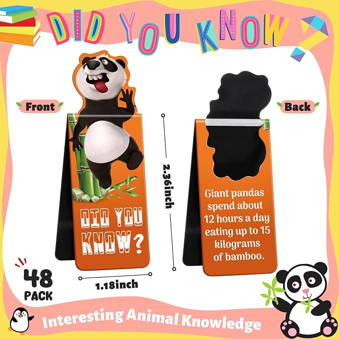 Sepamoon 24 Pcs Magnetic Bookmarks Bulk Magnetic Page Clips Cute Magnet Page for Valentines Markers Funny Animal Bookmarks Book Lovers Gifts for Reading Party Favor Students Teachers (Animal Style)