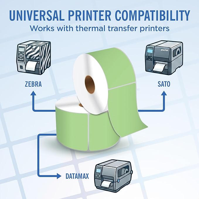 4" X 6" Direct Thermal Shipping Labels | Green | 1" Cores w/Perfs Easy Tear | Made in USA | Printing Label | 250 Labels | 250 Labels per Roll | 1 Rolls | Blank Labels
