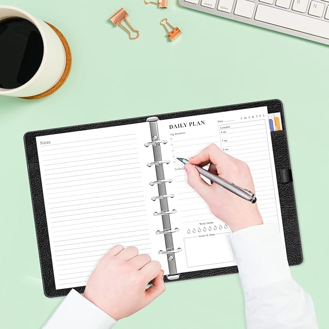 7-Hole Punched To Do List Insert - Undated Daily Planner Refill for 3/7 Hole Mini Binder,100 Sheets/200 Pages Planner and Lined Refill, 100 gsm White Paper, 5.8'' x 8.3''