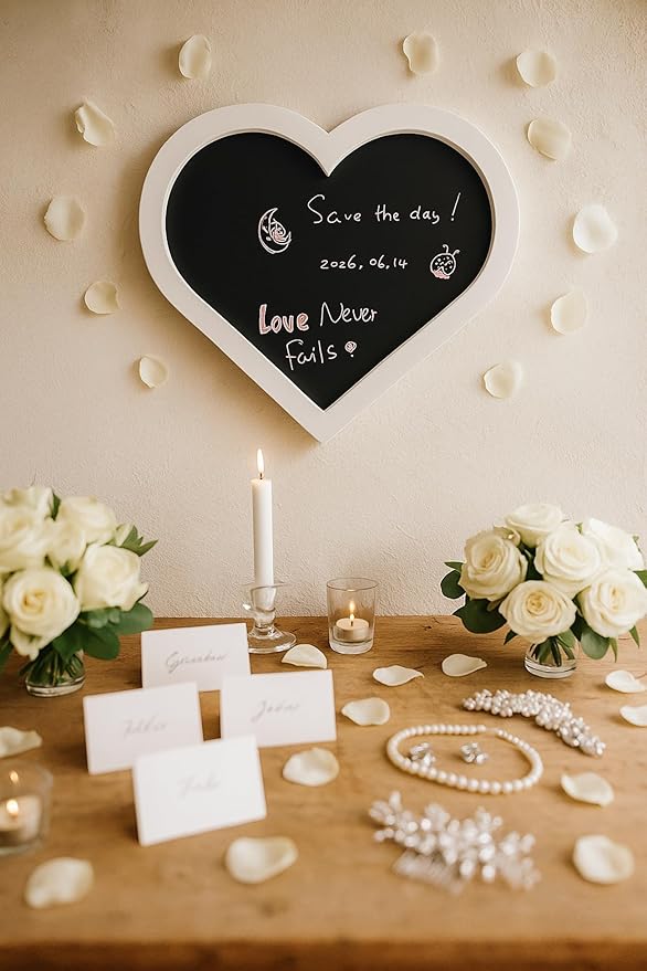 Heart-Shaped Magnetic Chalkboard, 10.2"x11.8" Small (White)