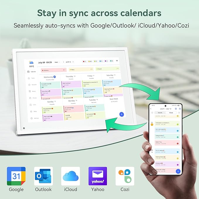 Digital Calendar,10.1 Inch Planner Electronic Calendar&Chore Chart,Smart Calendar Touchscreen Interactive Display for Family Schedules,Bussiness Working tasks,Great for Organizing Your Routines,Gifts for Women Mom