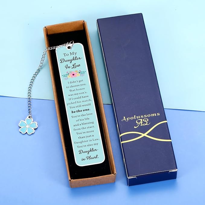 Future Daughter in Law Gifts from Mother in Law Daughter in Law Bookmark Birthday Wedding Gift for Daughter-in-Law Christmas Bridal Shower Gifts for Bride Book Lovers Stocking Stuffers Metal Bookmarks
