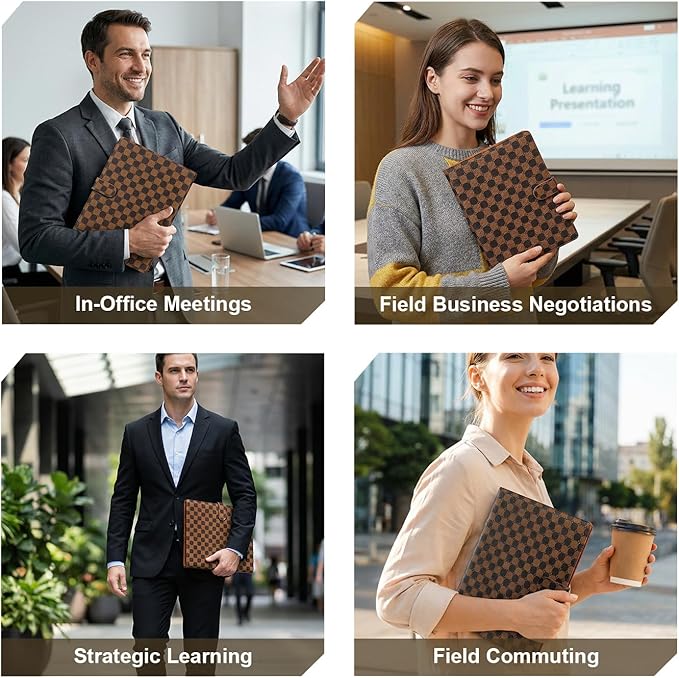 Professional Padfolio Portfolio Binder, Leather Business Portfolio Organizer for Men & Women, Includes File Pockets, Card Holders, Pen Loop & Resume Holder for Interviews