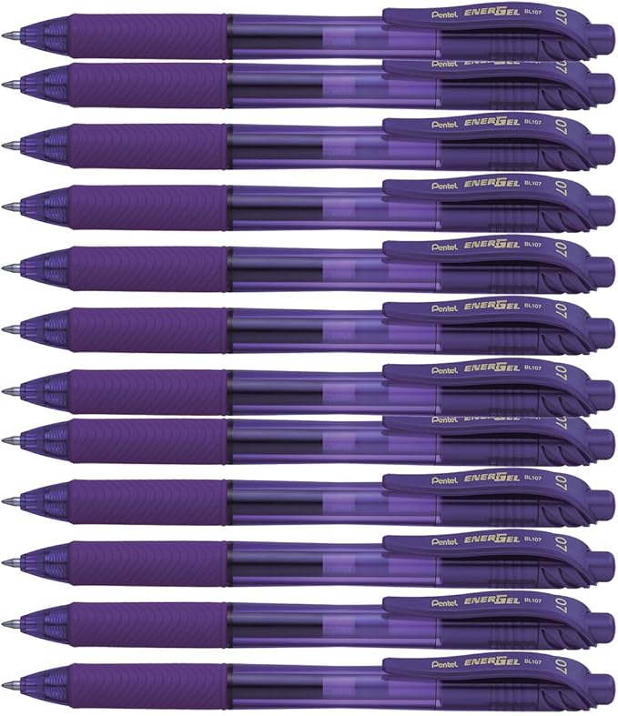 Pentel EnerGel-X Retractable Liquid Gel Pen, (0.7mm) Metal Tip, Medium Line, Violet Ink