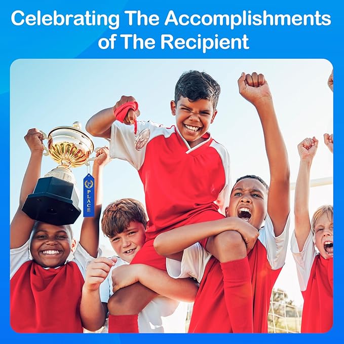 90PCS Award Ribbons, Medal Ribbons for 1st, 2nd, 3rd Place, Event Card & Rope Included, Perfect for Competitions, Sports Events, School Challenges, Vibrant Blue, Red, and White