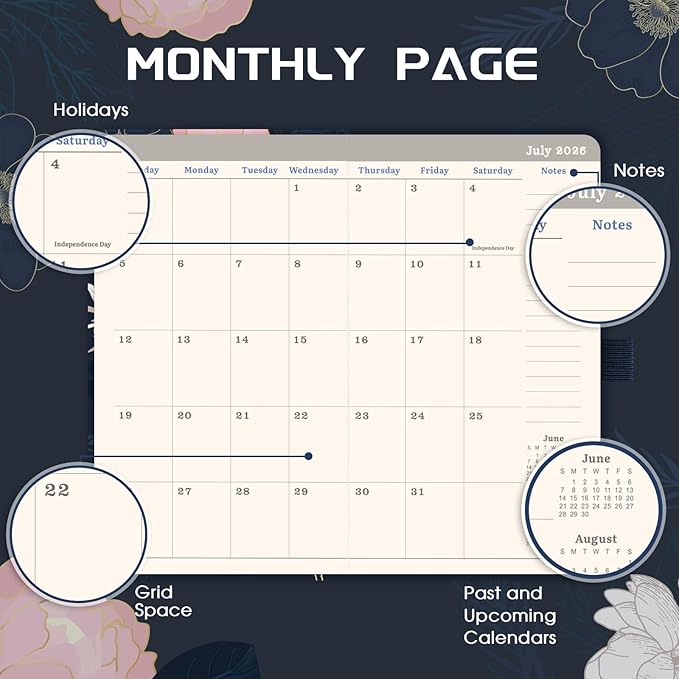 2026-2027 Planner - Pocket Planner 2026-2027, Weekly Monthly Planner 2026, 6.3''×3.8'', Jan 2026 - Dec 2026, Pen Loop, Back Pocket, 2 Book Marks, Elastic Closure, Notes Pages