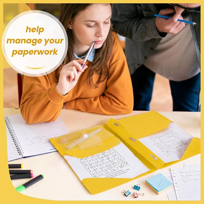 Kosiz 24 Pcs 2 Pocket Folders with Prongs, Paper Folders with 2 Pockets and 3 Prongs Fit Letter Size Paper, Back to School File Document Organizer for School Office Home Supplies (Yellow)