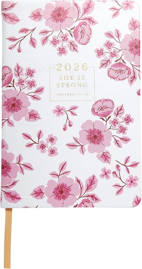 WORLD TRAVELER 2026 Planner - 6x8 Inch Weekly and Monthly Calendar Planner Agenda Book with Bookmark & Ribbon for School and Office, Size 6X8, Pink Cherry