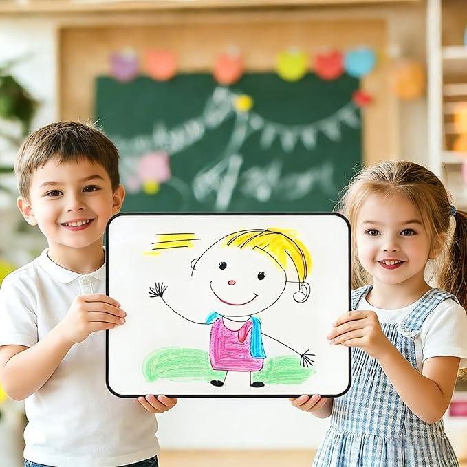 Iron Surface Dry Erase Board, 2 Pack A3 Double Sided – Magnetic-Receptive Whiteboard for Magnets – 16"x12" Small Portable White Boards with 10 Pens & 2 Erasers for Home Office Classroom