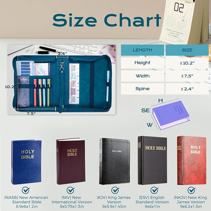 XKDOUS 24 Pcs Bible Bags Kit Large Bible Cover Case with Handle, Study Supplies Organizer Tote Bag Leather Book Carrying Case Christian Gifts for Mom Women Men Lady