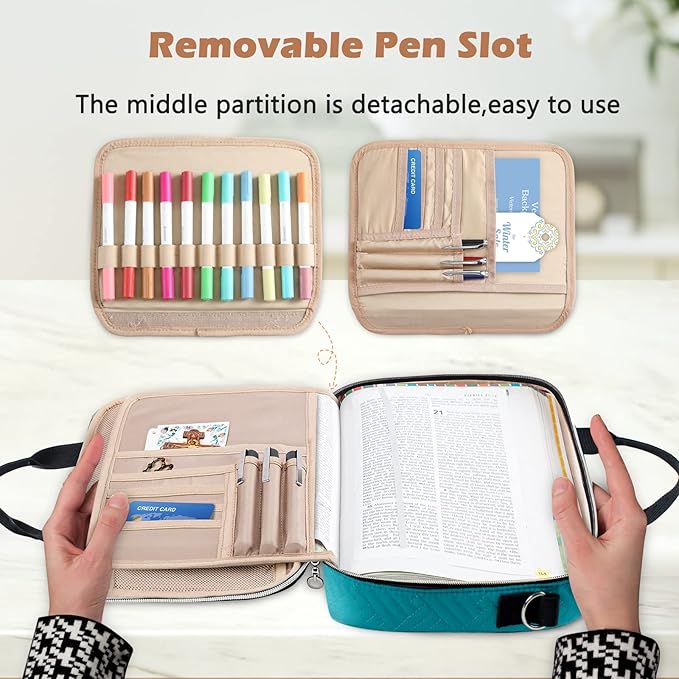 Aplufine Large Bible Case for Women-Bible Covers-Bible Carrying Case-Book Bags and Totes for Women with Detachable Shoulder Strap, Bible Gift