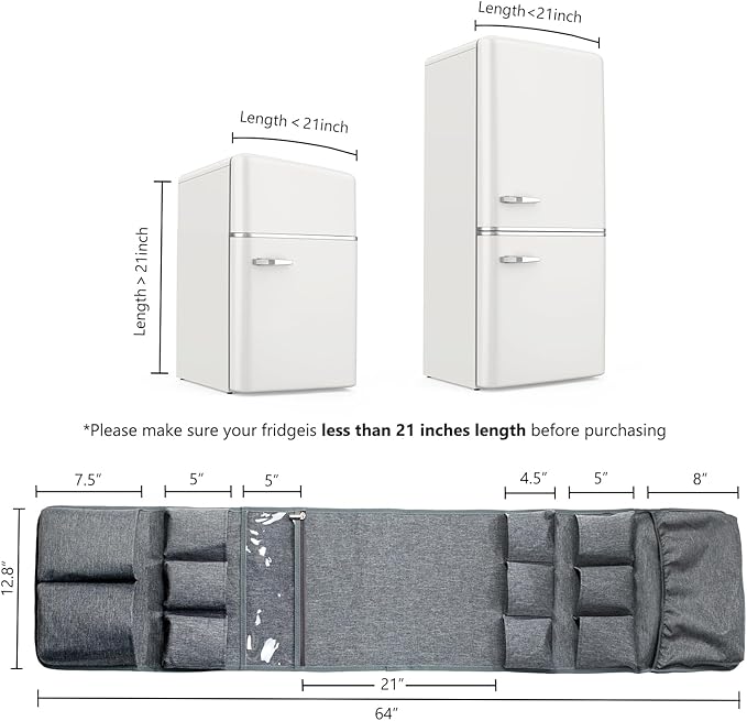 Dorm and office Double Over the Fridge Caddy Organizer -Fridge Caddy Organizer - College Dorm Room Essentials for College Students Boys, Girls - 12 Pockets Flatware Organizers and Storage