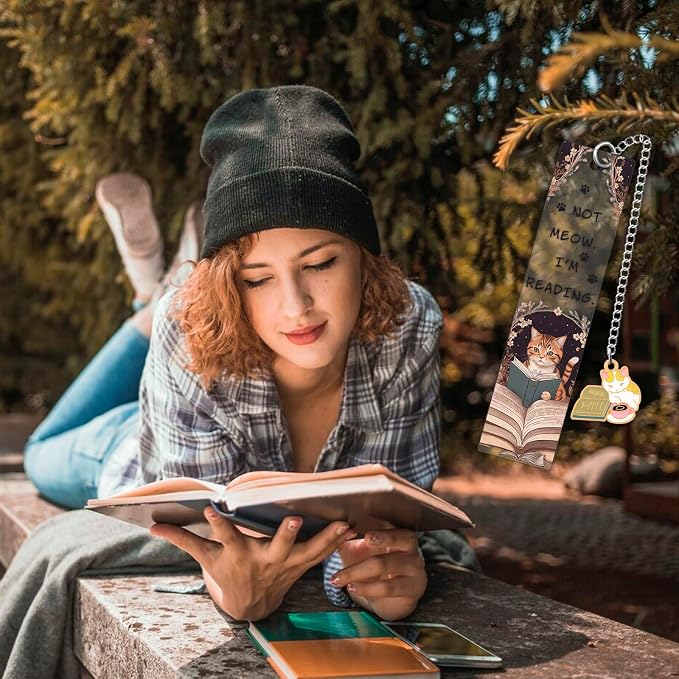 Cat Bookmark for Women Cat Lover Gifts for Students Teacher Thank You Gifts Animal Bookmarks Not Meow Im Reading Acrylic Funny Bookmarks for Book Lovers