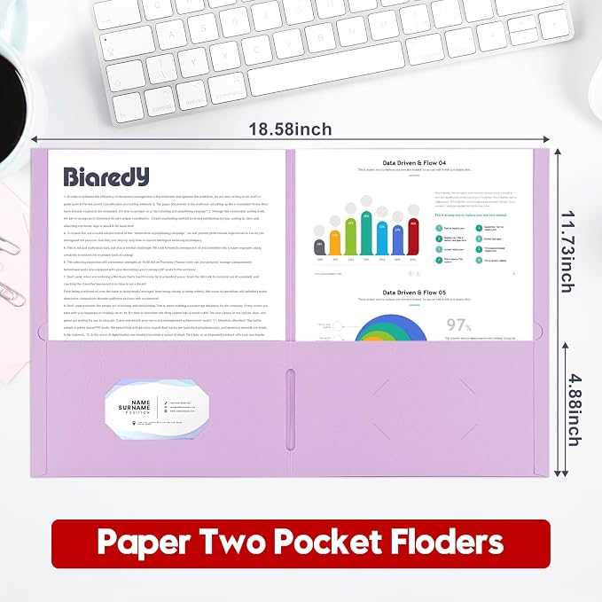 125 Pack Bulk Two Pocket Folders, Letter Size 8.5" x 11" Paper Folders with Business Card Slot, Assorted 5 Colors, Heavy Duty for Office, Law Firms, Accounting & Business Use