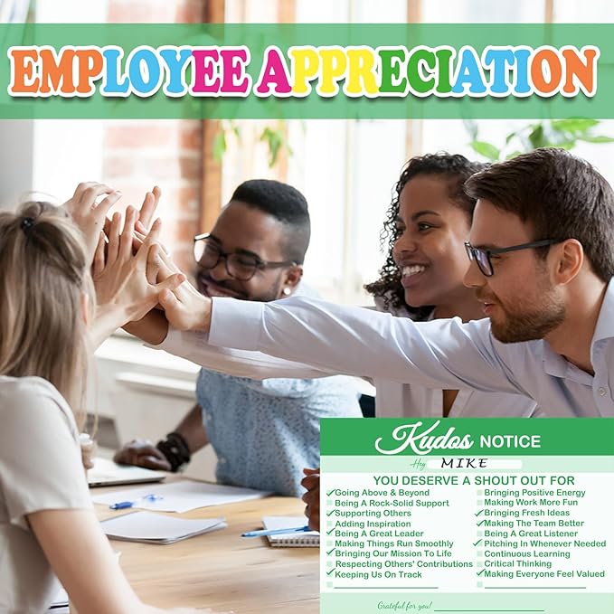 Motiskyy 200 Count Kudos Cards Positive Shout out Cards for Staff Teachers Students Employees Office Appreciation Green Recognition Reward Card for Class School or Work Bulletin Board