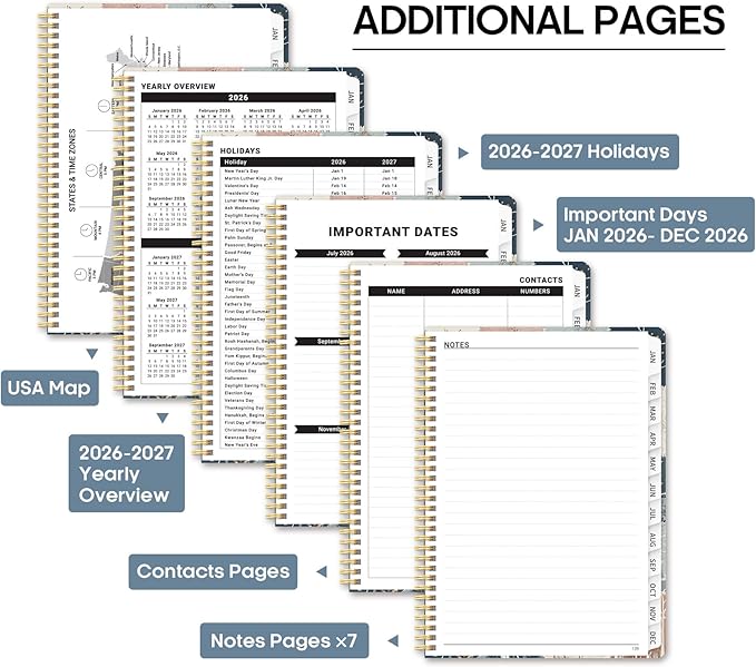 2026 Planner, Weekly and Monthly Calendar Planner Book, January 2026 - December 2026, Hardcover Spiral Planner with Monthly Tabs, Notes Pages, Perfect for Women & Men, A4 (8.5" x 11") - Deer