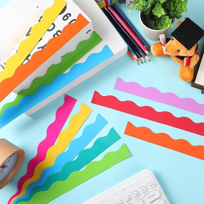 Qeeenar 24 Pcs Magnetic Borders for Classroom Bulletin Board Borders Magnetic Whiteboard Classroom Strips for Office Chalkboard Decoration(Summer Color)