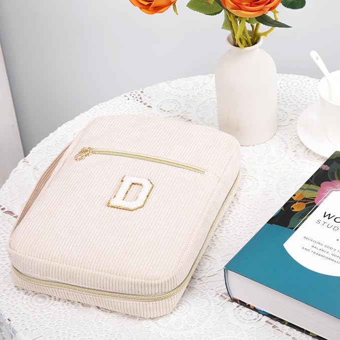 Bible Cover for Women, Initial Personalized Bible Gift - Bible Case for Men - Bible Holder - Bible Bag - Bible Carrier - Bible Carrying Case with Pockets for Bible Study Suppliers, Bible Accessories