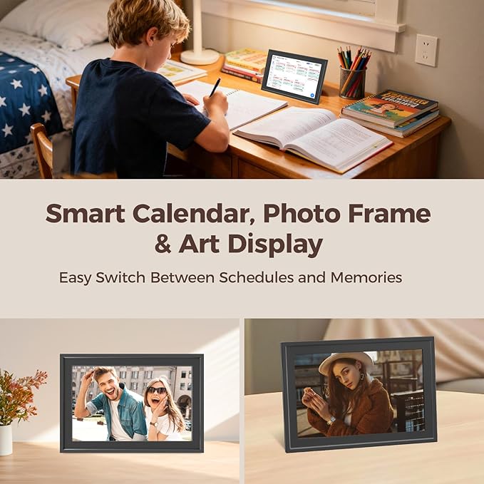 Digital Calendar 10.1IN Electronic Smart Calendars and Chore Chart with Interactive Touch Screen Sync with Phone by App for Family Planner Wall & Desk Mountable Great Gift for Organizing 2026 (Black)