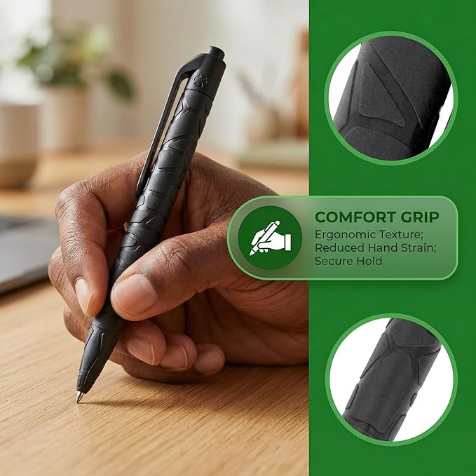 Green Mila Ballpoint Pens, 1.0mm Medium Point Black Ink, Smooth Writing for School Office Home Daily Use - 4 Pack