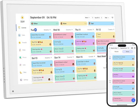 Canupdog Digital Calendar, 10.1inch Smart WiFi Digital Calendar&Chore Chart, Touch Screen HD Display for Family Schedules, Share Moments Instantly from Anywhere, Gifts for Women Mom