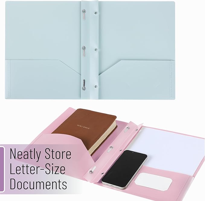 Mr. Pen- Plastic Folders with Pockets and Prongs, 10 Pack, Letter Size, Colorful, Flexible Plastic Folders with Prongs
