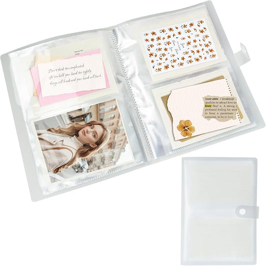 Nirvany 5x7 Index Organizer Book, Clear Flash Card Holder with 50 Plastic Sleeves, Binder Folder for Notes, Recipes & Study Supplies, Stores Up to 200 Pieces