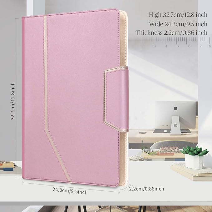 Toplive Portfolio Case, Conference Folder Executive Business Padfolio with Document Sleeve, Letter/ A4 Size Clipboard, Business Card Holders, Portfolio Padfolio for Women & Men, Rose Gold