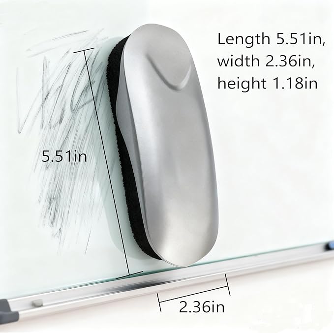 Magnetic Dry Erase Erasers - 4 Pack Whiteboard Eraser for Glass White Board Strong Magnet Eraser for Office School Dry Erase Board, Fridge Calendar (Grey)