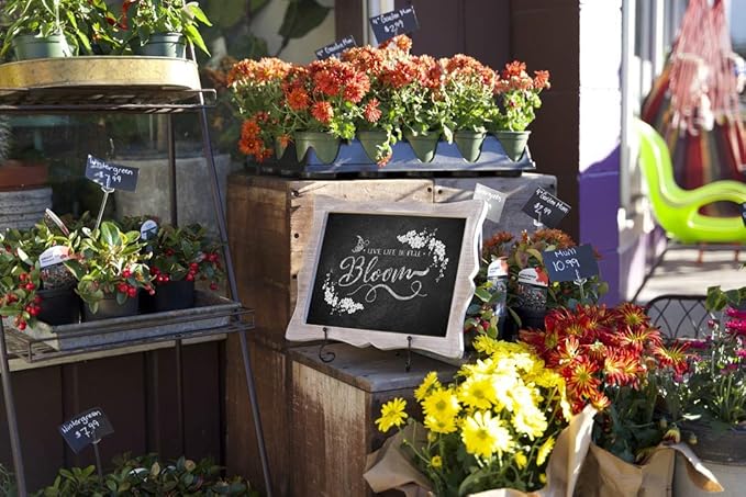 Tabletop Chalkboard Sign with Easel (11x13) + 8 Brilliant Liquid Chalk Markers | Hanging or Freestanding Framed Chalk Board with Hand Crafted Sweetheart Frame - Multipurpose Small Sign