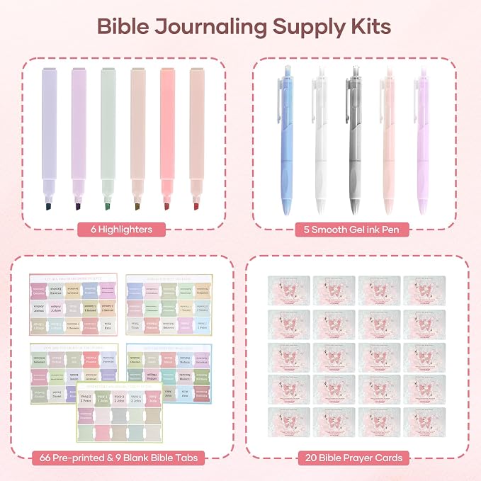 Bible Cover Case for Women, Large Bible Bag with Removable Pencil Case, Water Bottle Pocket and Shoulder Strap for Bible Study Supplies, Church Carrying Journaling Kit, Christian Gift for Women