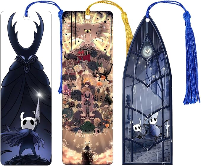Cartoon Anime Knight Acrylic Bookmark - Hallownest Hornet Theme Gaming Bookmarks Gift for Fans, Anime & Manga Lovers, Bookworms (3PC Hollow Bookmark)