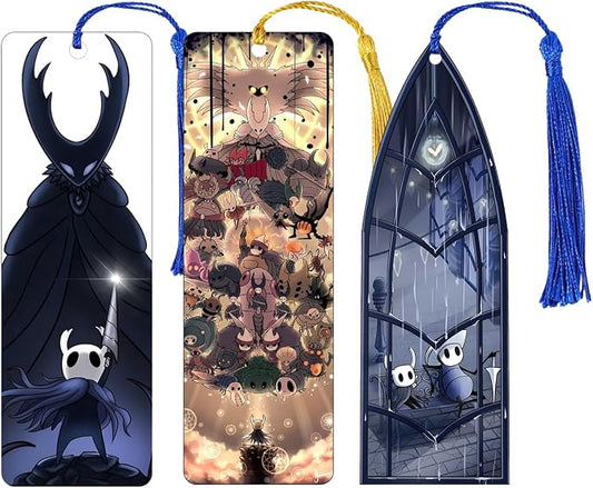 Cartoon Anime Knight Acrylic Bookmark - Hallownest Hornet Theme Gaming Bookmarks Gift for Fans, Anime & Manga Lovers, Bookworms (3PC Hollow Bookmark)