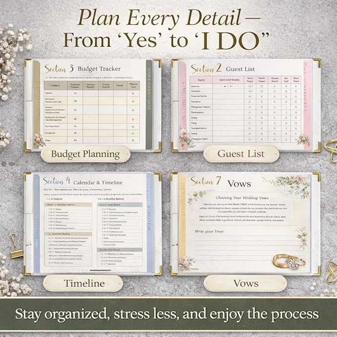 Wedding Planner Book and Organizer for Bride and Groom - Engagement Gift, Wedding Planner with Checklist, Timelines, & Budget Tracker - Includes Free QR Code for Exclusive Digital Tools.