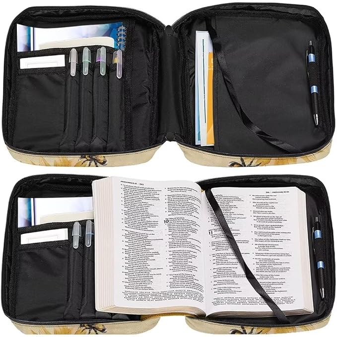 Coldinair Vintage Sunflower Bible Cover Case for Men Teen,Bible Bags Book Covers Kids Scripture Carrying Case with Handle and Pocket,Bible Book Carrying Case Tote Handbag