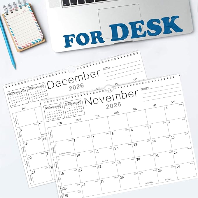2026 Calendar Wall Calendar from July 2025 to December 2026,18 Months Wall Hanging Calendars with Thick Paper for Office Home School(White,14.7x11.5 inch)