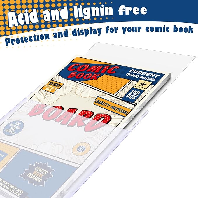 Leffis 100 Count Comic Book Current Size Bags and Boards Transparent Acid-Free and Reusable Comic Book Sleeves for Regular Comics (Bags and Boards X 100pcs) (100 Count)