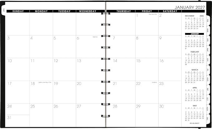 AT-A-GLANCE 2027 Appointment Book Planner, Weekly & Monthly, 8.75" x 11", Quarter-Hourly, Move-A-Page, Black (70950E0527)
