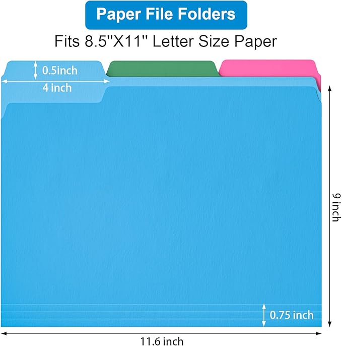 HABGP 120 Pcs Manilla Folders 8.5 x 11 Inch, 1/3-Cut Tab Colored File Folders Letter Size, Paper Folders Aesthetic, School Business Office Manila File Folders for Documents (Morandi)