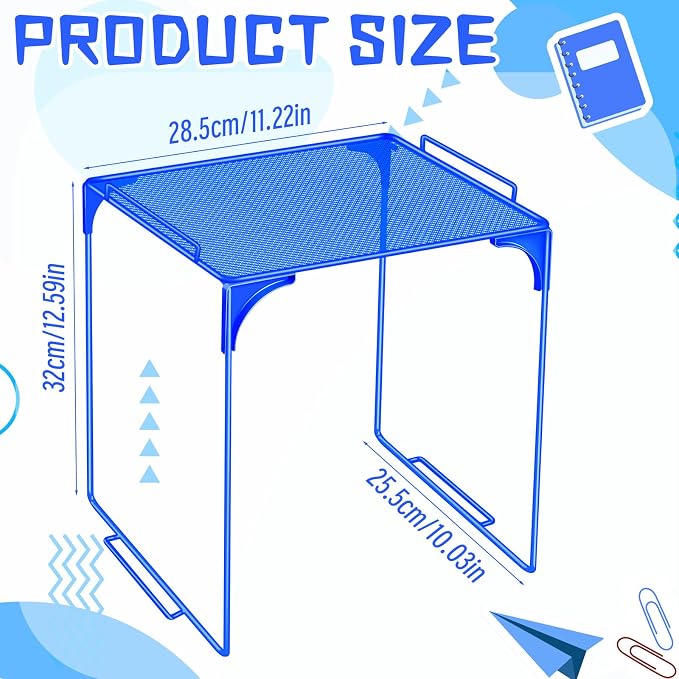Demonwer Locker Organizer Shelf Blue Stackable Extra Locker Shelf Storage Cabinet Accessories for Back to School Office Home Gym Supplies