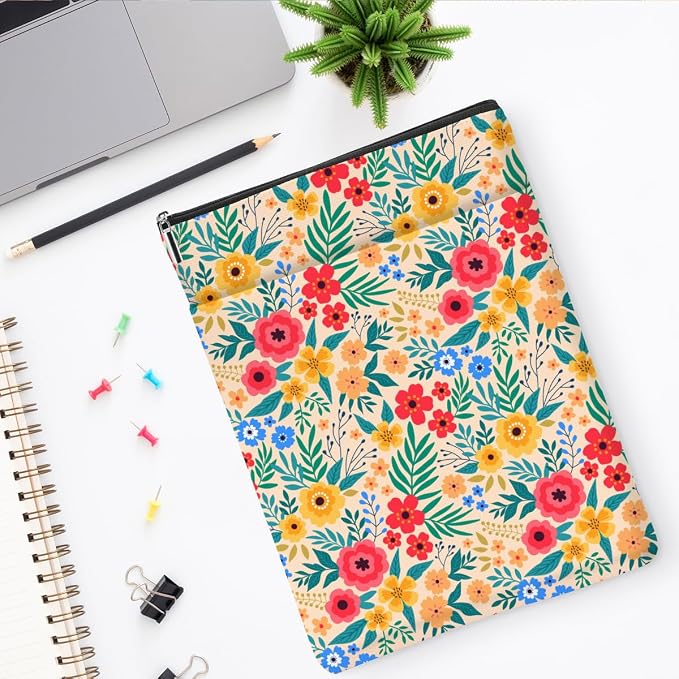 jeilink Book Sleeve Book Protector Book Pouch Book Lovers Gifts Bookish Gifts Book Cover with Zipper for Hardcover Paperback Washable Wildfloral Printed Gift Bag for Women Female Birthday, BookCover
