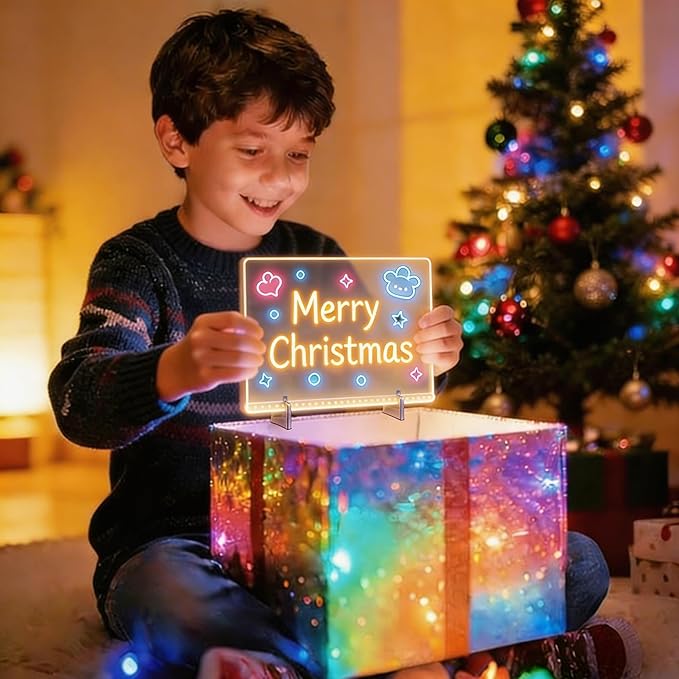 LED Drawing Board for Kids, 3 Pack LED Note Board, Acrylic Light Up Glow Memo Message Lumiboards, Neon Art Magic Pad w/ 7 Markers, Birthday Gift for Kids Girls Teens(8x6 inch,12x8 inch,14x10inch)