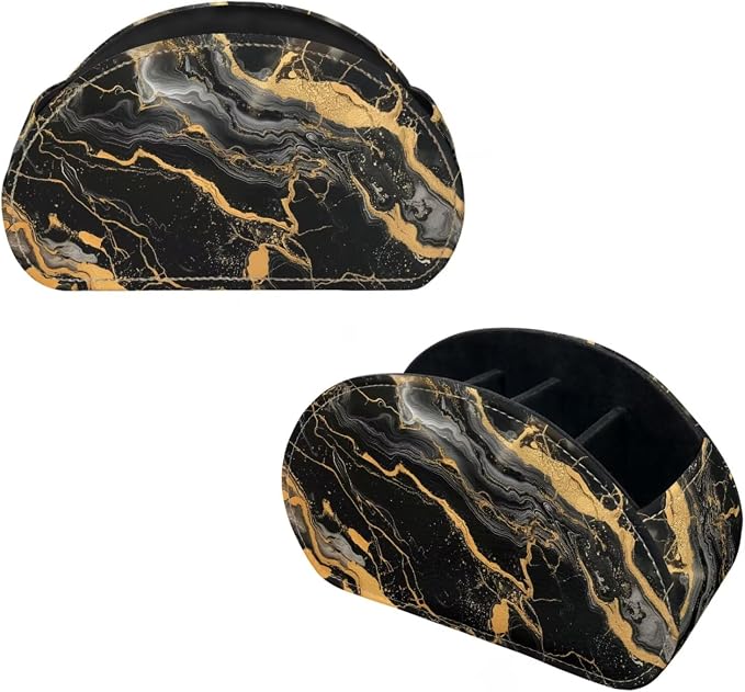 Marble Print Remote Control Holder with 5 Compartments, Lightweight Office Desk Organizers - Couch/TV Stand/Bedside Table/Home Theater Accessory - Desktop Caddy